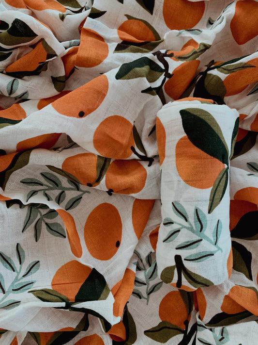 Amalfi Orange | Swaddle | Muslin Wrap- Large