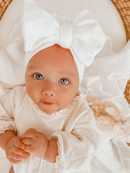 Ivory Eyelet | Bow Headband