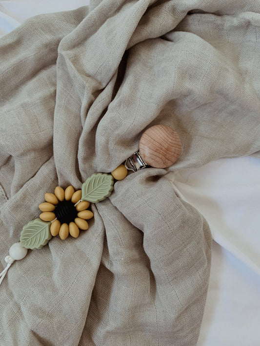 Sunflower | Pacifier Chain || Dummy Clip