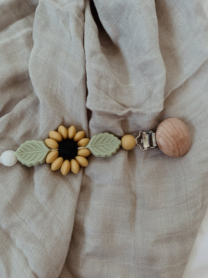 Sunflower | Pacifier Chain || Dummy Clip